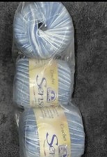 3 Skeins Balls Harlequin Blue  White DMC Crochet Senso Quick Finish 1703