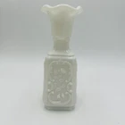 Masque Drama Glass Jester & Flowers Vase Evil Face Vintage Imperial White