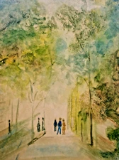 original monotype framed signed Ginny Bryner vintage peaceful country road