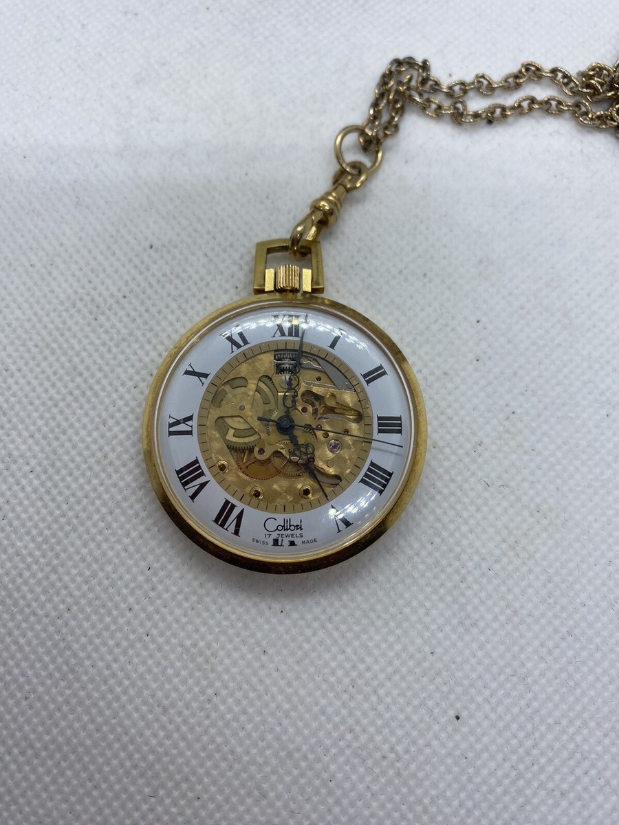 Colibri 17 Jewel Swiss Made 12K Gold Filled Skeleton Pocket Watch