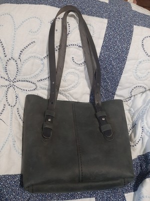 Charcoal Leather Serena Style Satchel - Handmade/Hand Tooled - Tandy Leather