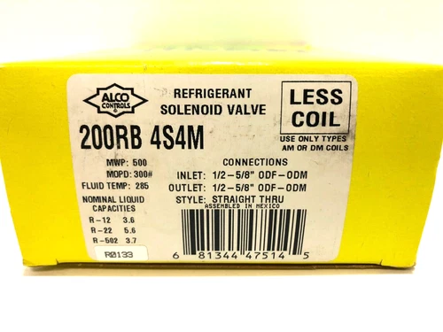1/2" ODF - 5/8" ODM Alco Controls 200RB 4S4M Refrigerant Solenoid Valve Body