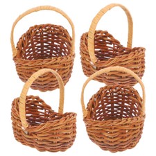 4 Stück Puppenhaus-Picknickkorb Mini-Korb Körbe Blumenkorb Geflochtener