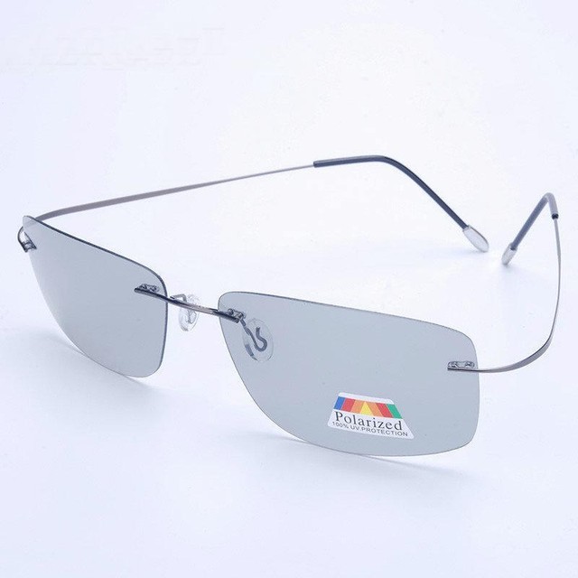 titanium rimless sunglasses