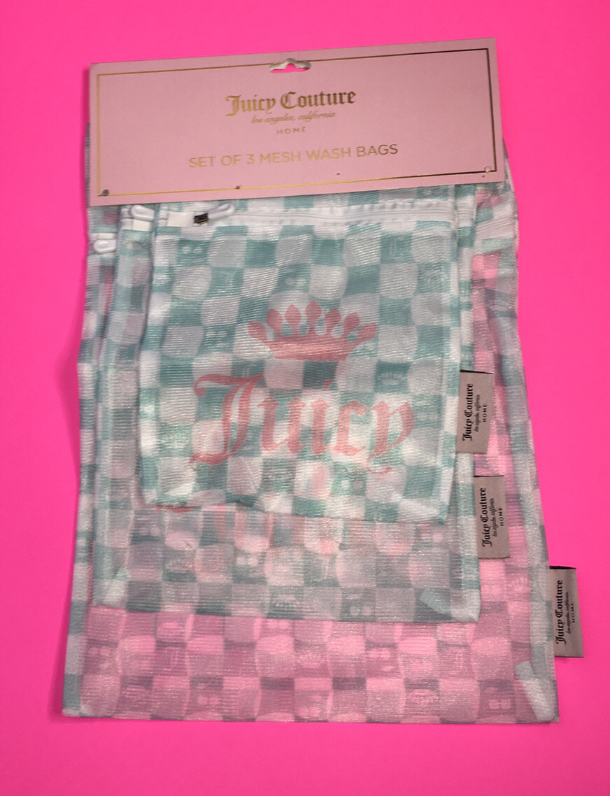 JUICY COUTURE Set of MESH WASH BAGS Delicates Travel Organization NWT