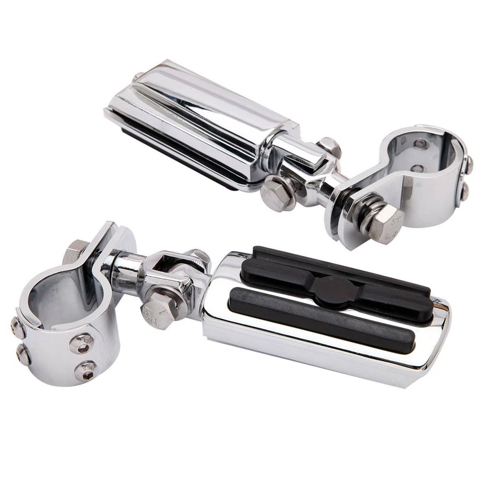 Clavijas de carretera en ángulo corto estriberas de motocicleta reposapiés para barra Harley de 1,25" Foto 3 de 4