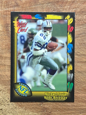 2- 1991 Wild Card NFL Premier Edition Michael Irvin #95 NM-MT HOF
