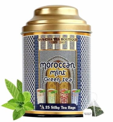 SAN CHA Moroccan Mint Green 25 Tea Bags, High Immunity Real Spearmint Herbal Tea