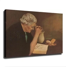 Gratitude Lady Praying Hands Old Woman Praying Poster Print Canvas Painting
