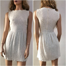 🆓US🛃  Dolce&Gabbana crochet details Ivory/Beige Tweed Dress IT 38