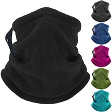Fleece Neck Warm Gaiter Winter Cold Weather Ski Tube Scarf Cover with Drawstring