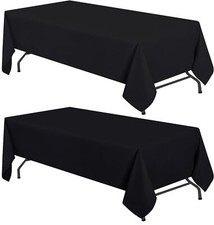 Wealuxe 2 Pack Black Kitchen Table Cloth For Folding Table 4ft 60 X 84 In Re