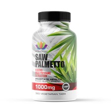 Saw Palmetto Pure 1000mg Tablets - Prostate Support, Hair Loss, Urinary Tract UK