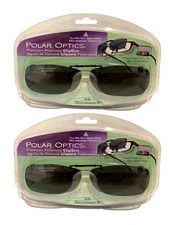 2 Polar Optics 56 rec B Black  Polarized Frameless clip on Sunglasses W. Case