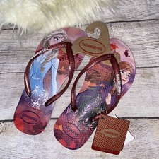 havaianas flip flops 2 youth crystal rose anna frozen nwt