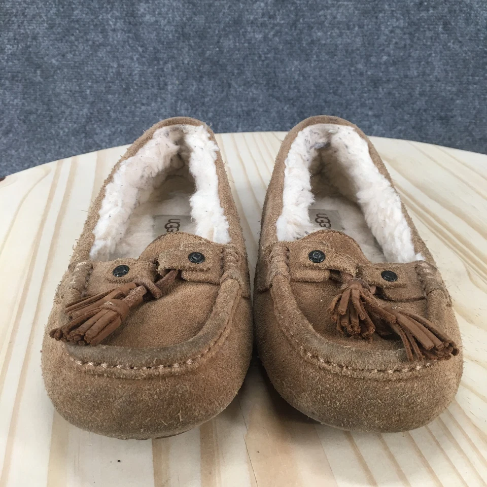UGG 拖鞋女式 6 Litney Moccasins 棕色麂皮绒羊皮流苏舒适 — 第 4/4 张图片