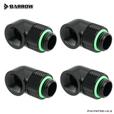 4 Pcs Barrow G1/4" Angled 90 Degree Swivel Rotary Fitting Male to Female Black