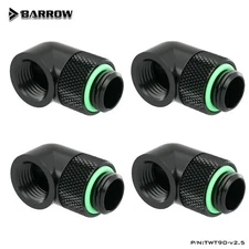 4 Pcs Barrow G1/4" Angled 90 Degree Swivel Rotary Fitting Male to Female Black