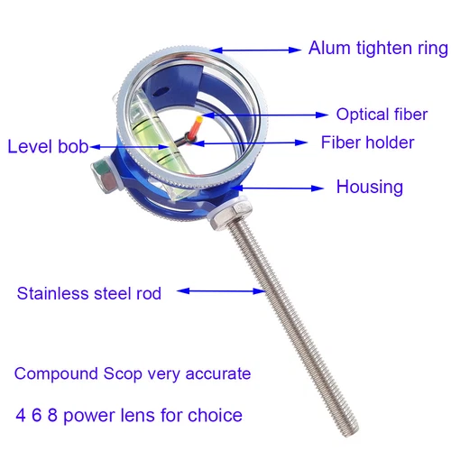 Scope Sight 4X 6X 8X Lens Optical Fiber Pin Bow Hunting Archery Compound Bow - Picture 5 of 14