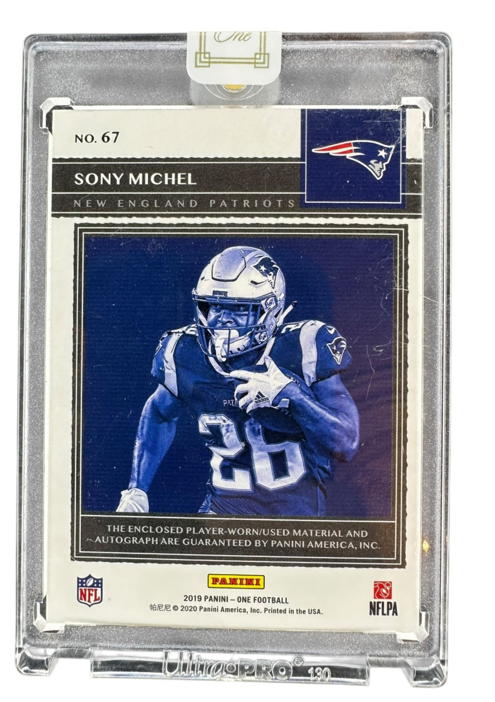 2019 Panini One Sony Michel 4 Patch ON Card Auto /50 Patriots Georgia Bulldogs view 2