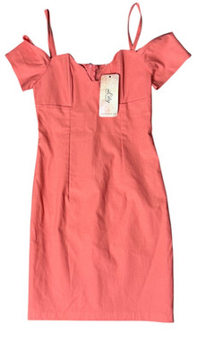 Solemio Mini Off Shoulder Sheath Dress Medium NWT Peach USA Made Coquette Girl
