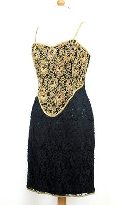 Jasdee Vintage Dress Bead & Sequins Hand Work on Lace Style 5051M