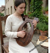 Handmade 8 String Wooden Lyre Harp, Celtic Viking Style Instrument