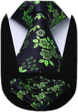 Men Floral Ties Woven Classic 3.4" Necktie Set Formal Tie Pocket Square for Wedd