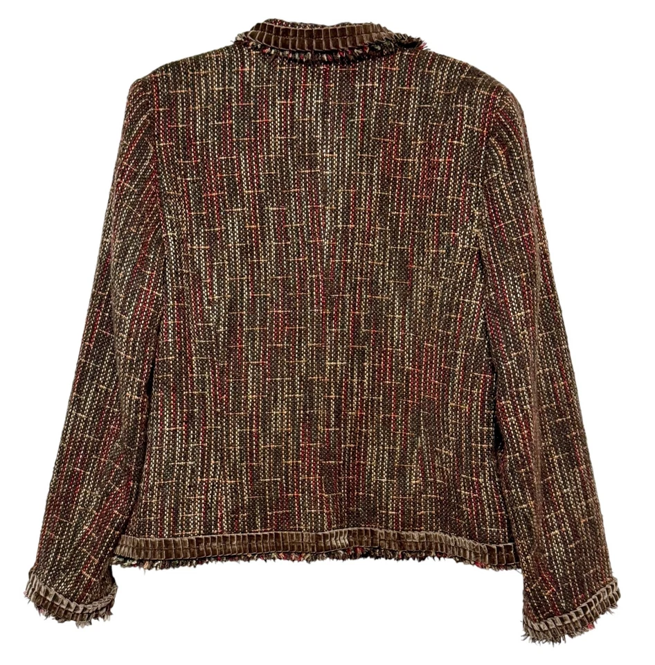 Blazer vintage Whimsigoth Fairy Grunge tweed para mujer talla XL terciopelo ribete casa de campo Foto 4 de 4