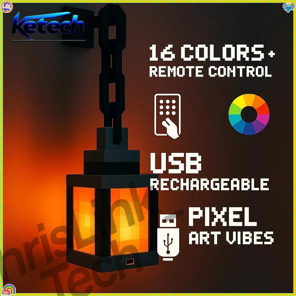 Pixel Art Wall Night Light USB-Powered Minecraft Hanging Lantern