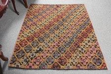 4,4x5 ft Turkish Accent Rug, Vintage Red Orie...
