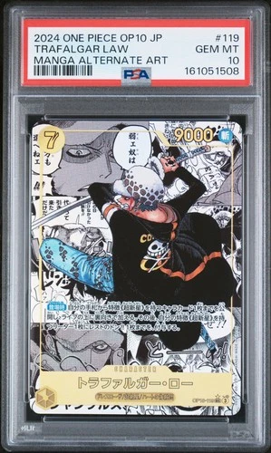 2024 ONE PIECE JPN MANGA ALT ART OP10-ROYAL BLOOD #119 TRAFALGAR LAW PSA 10