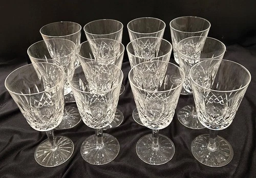Set of 12 Vintage Waterford Lismore Water Goblets - 7 inch - Ireland - Set A