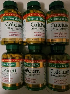  6 Lot Nature's Bounty Calcium 1200mg w/Vitamin D3 Softgels 720 ct Exp Oct 2027