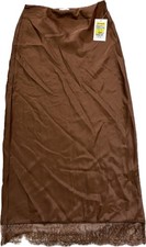 NEW Women's Love, Fire Size Small Half Slip Brown w/Lace Edging 35" Maxi Length