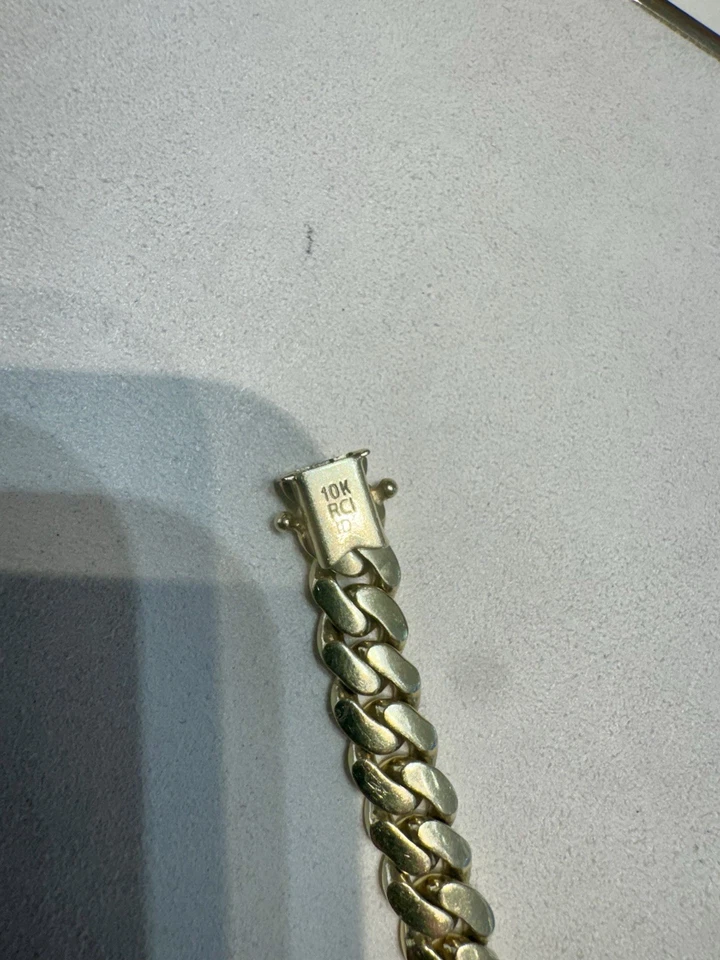 Pulseira Link Cubana de Ouro Amarelo Sólido 8,22mm Pense Ligeiramente Usada, CAIXA/Adesivo! - Imagem 3 de 4