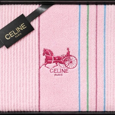 CELINE Paris Towel Blanket Pink Horse Carriage Stripe 140x190 Vintage NIB Japan
