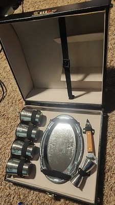 Bartender Kit Barware Set Black & Silver Carrying Case, Jigger, 4oz Shot Glasses