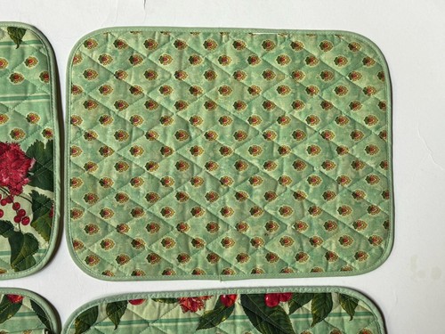 Grün Tisch 4 SERVIETTEN & TISCHSETS VINTAGE Pierre Deux STIL rot FLORAL Blumen - Bild 7 von 15