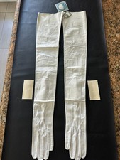 NWT Aris of Paris Gorgeous Womens Sz. 7 White French Kid Skins 24" Opera Gloves