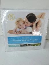 Linenspa Premium Mattress Protector Full White Blocks Liquids & Allergens NEW