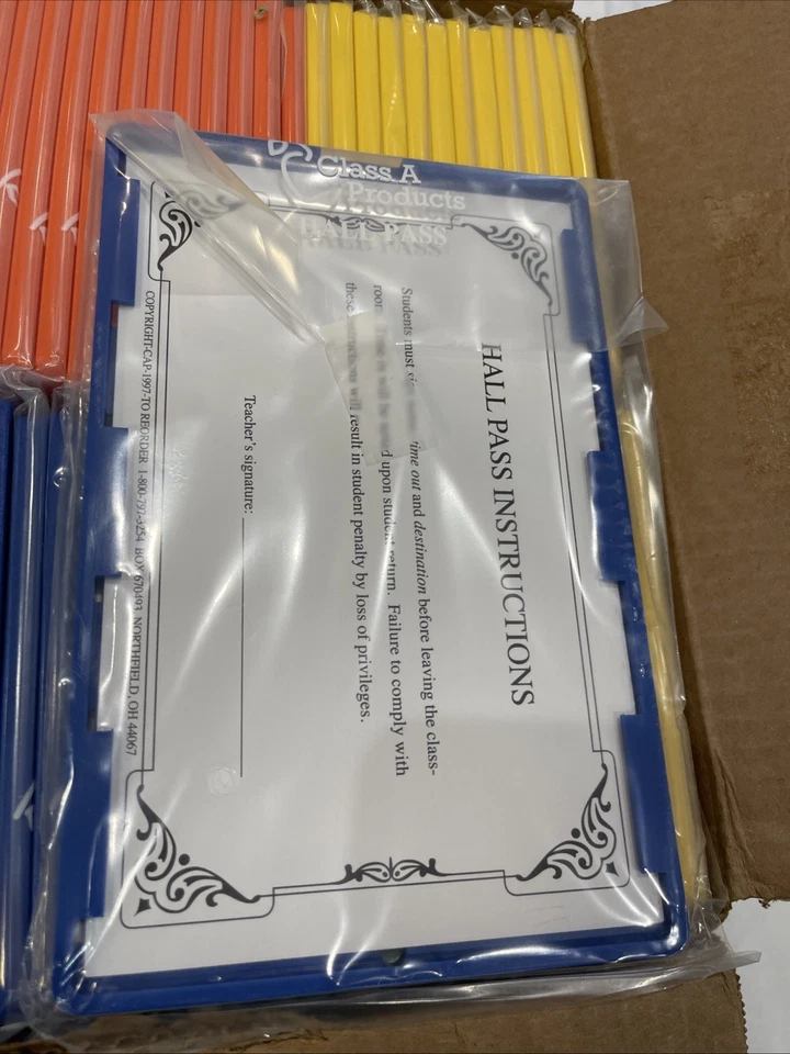 Qty 54 New Class A Plastic Classroom 9"x6" Hall Pass Holders High Visibility - Image 3 of 3