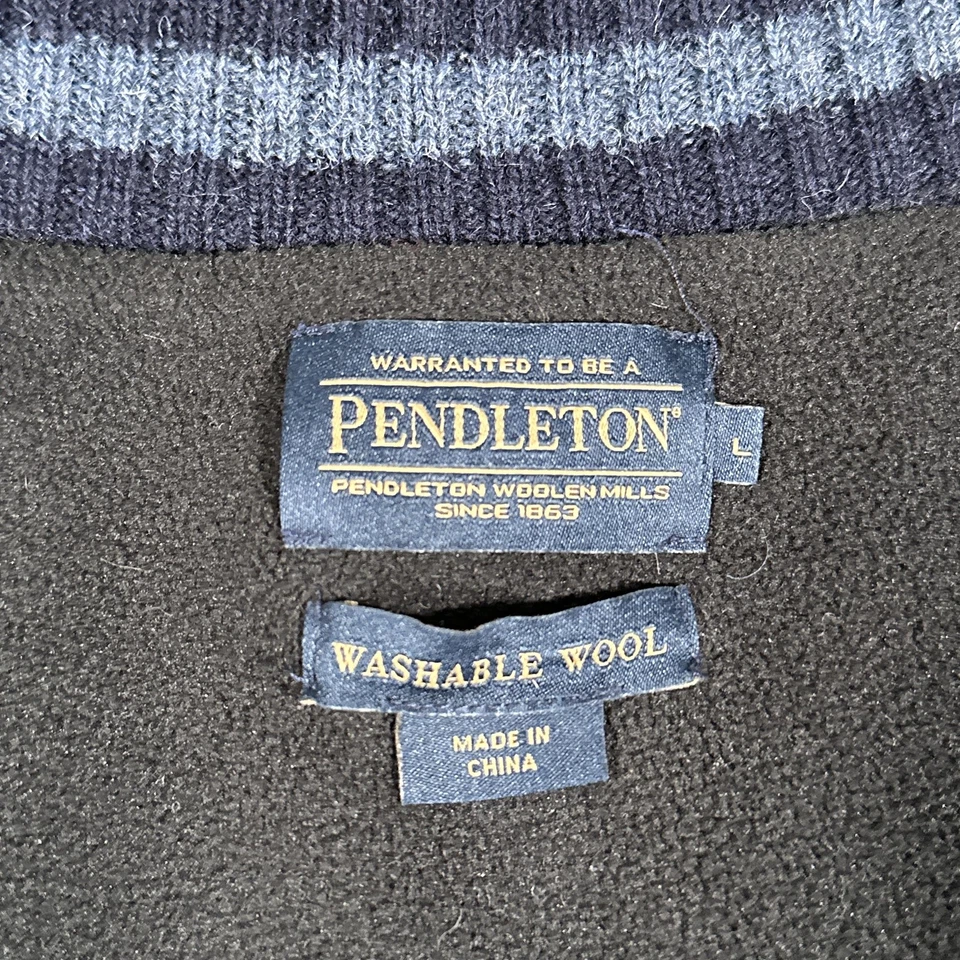 Pendleton Vest Mens Large Gray Wool Full Zip Herringbone Knit Pockets Washable - Image 4 of 4
