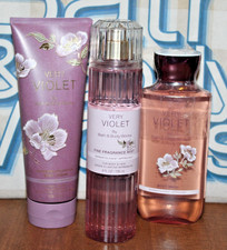 BATH AND BODY WORKS Very Violet Fragrance Mist , Cream And Wash Set of 3 New