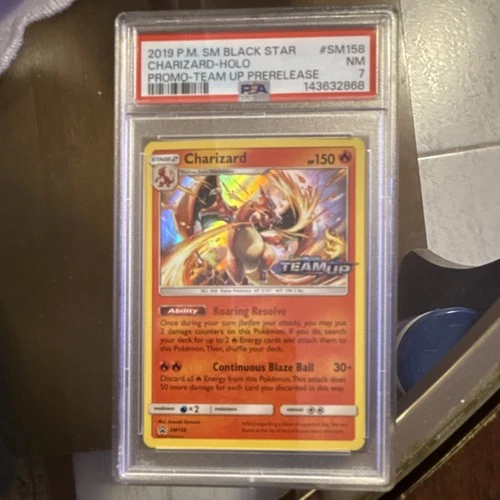 Pokémon Charizard SM158 Holo Promo Prerelease PSA 7 SM Black Star Team Up