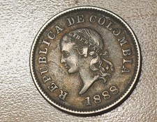1888 Colombia 5 Centavos Large Top 5