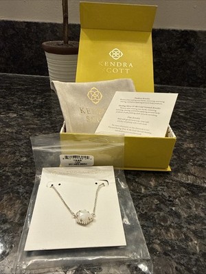 Kendra Scott Tess White Pendant Necklace Gold Tone