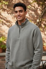 Banana Republic Men's Gray Knit 1/4 Zip Mock Neck Pullover Sweater Size M