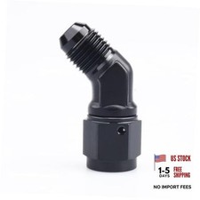 -6 AN Male Flare to Female 45 Degree - swivel - Black