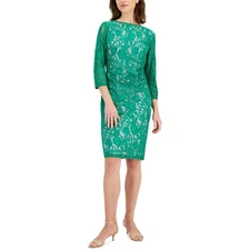 Kasper Womens Laurissa Green Gathered Lace Sheath Dress XXL BHFO 9520
